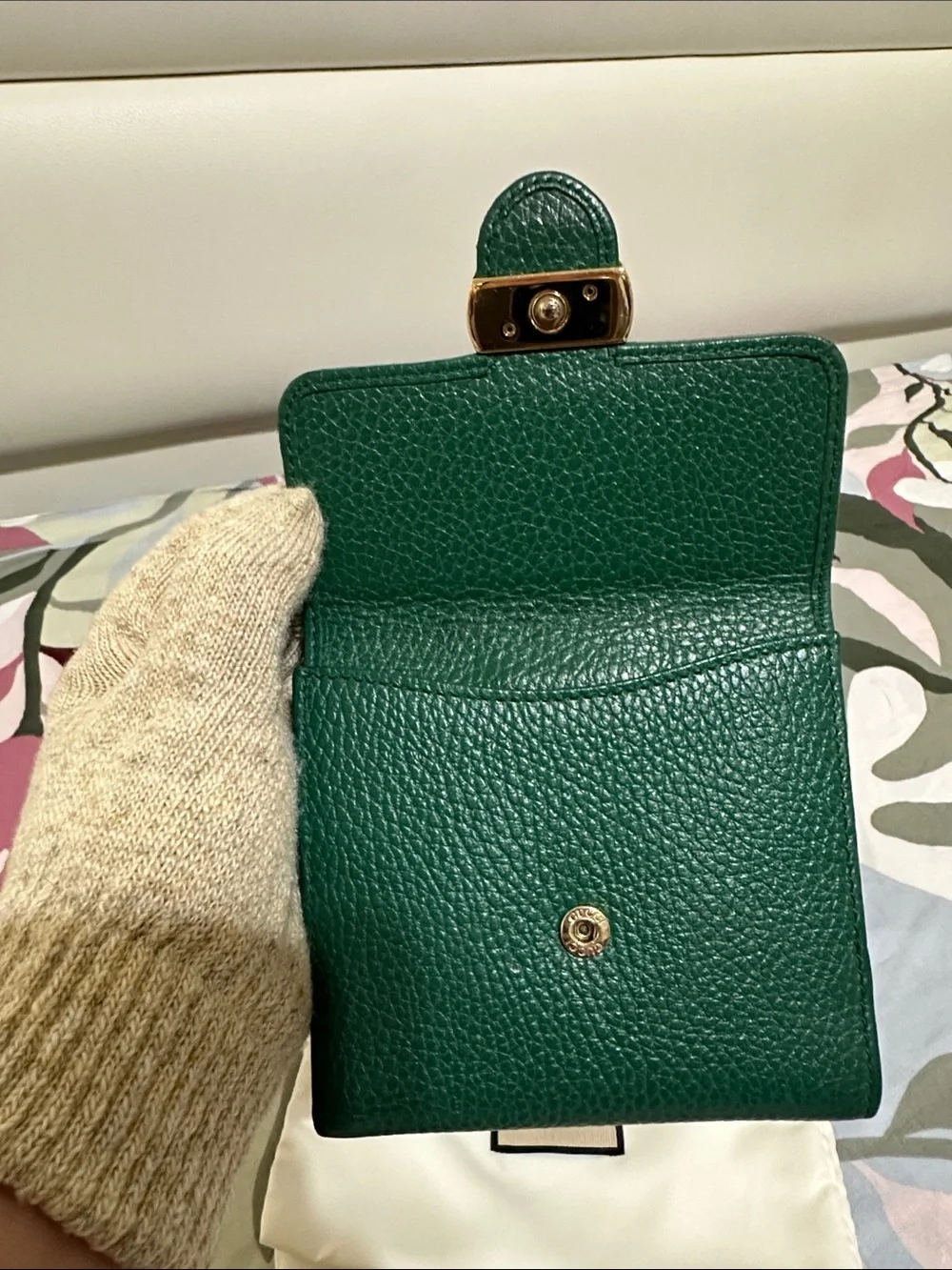 Gucci Green Pebbled Leather Wallet